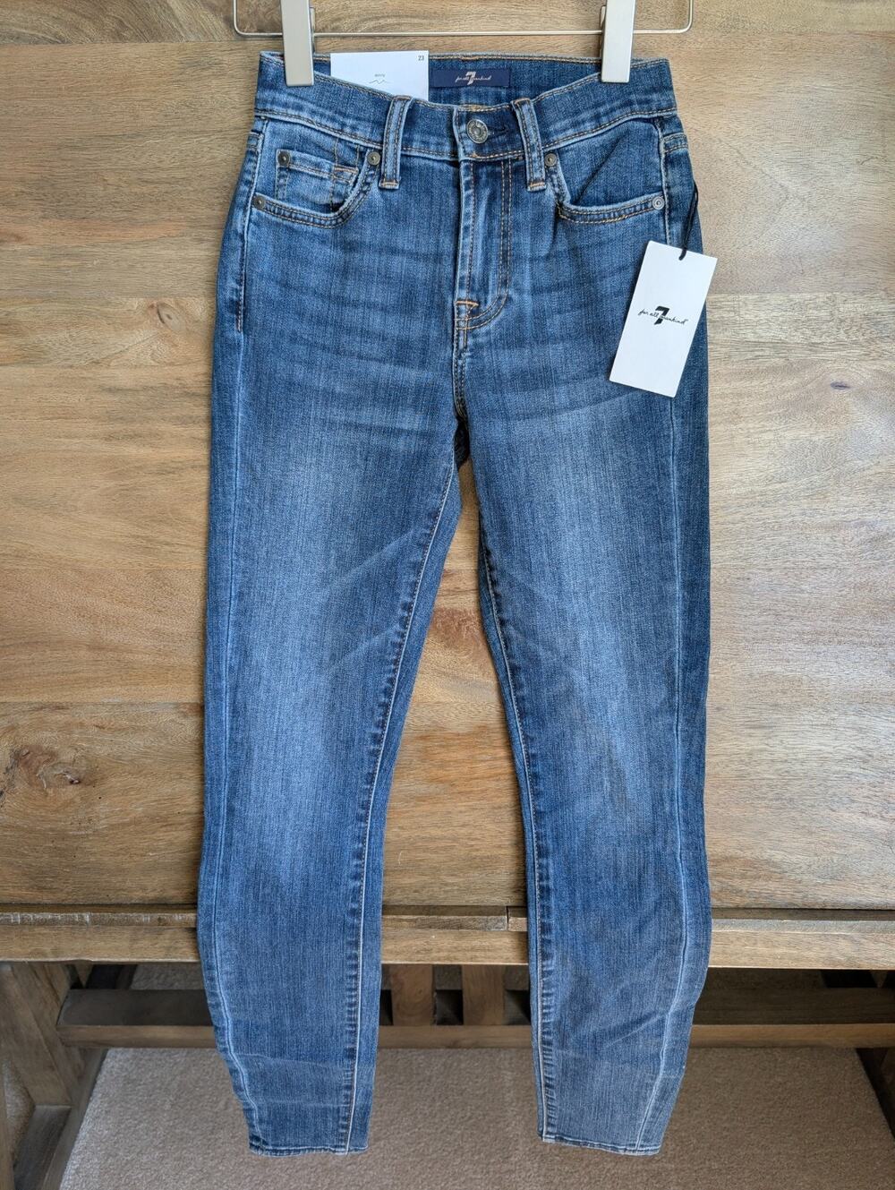 NWT 7 For All Mankind Gwenevere Skinny Jeans Womens 23 Blue Denim High-Waisted